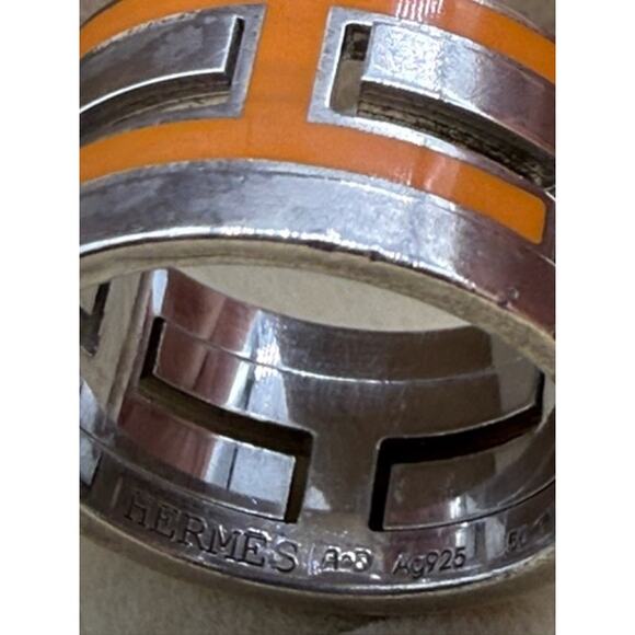 Hermès Enamel Arcane Moveable H Ring*Comes w/Unbranded Jewelry Box*SZ 4 7/8 - Picture 5 of 5